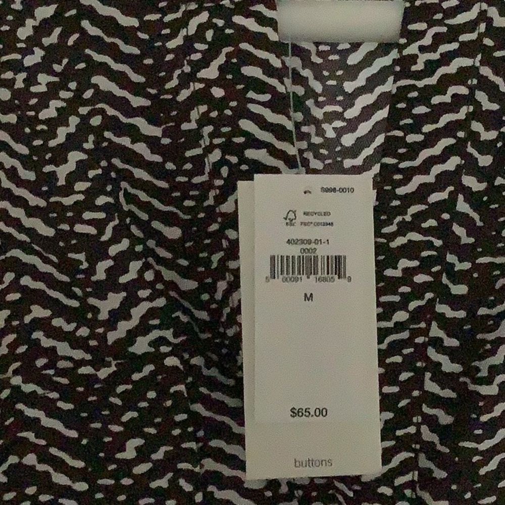 Banana Republic Black and White Casual Button Down Shirt with Zebra Pattern